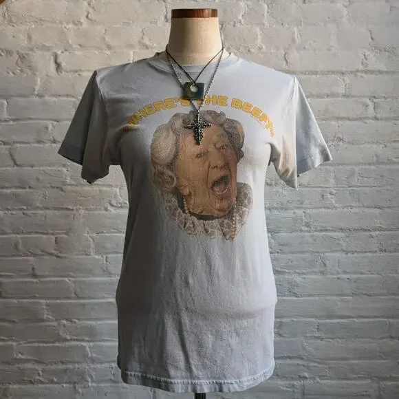 Retro Graphic Tee Vintage Vibe Oversize Funny Tshirt Y2K Pastel Blue Top Small - Picture 2 of 9